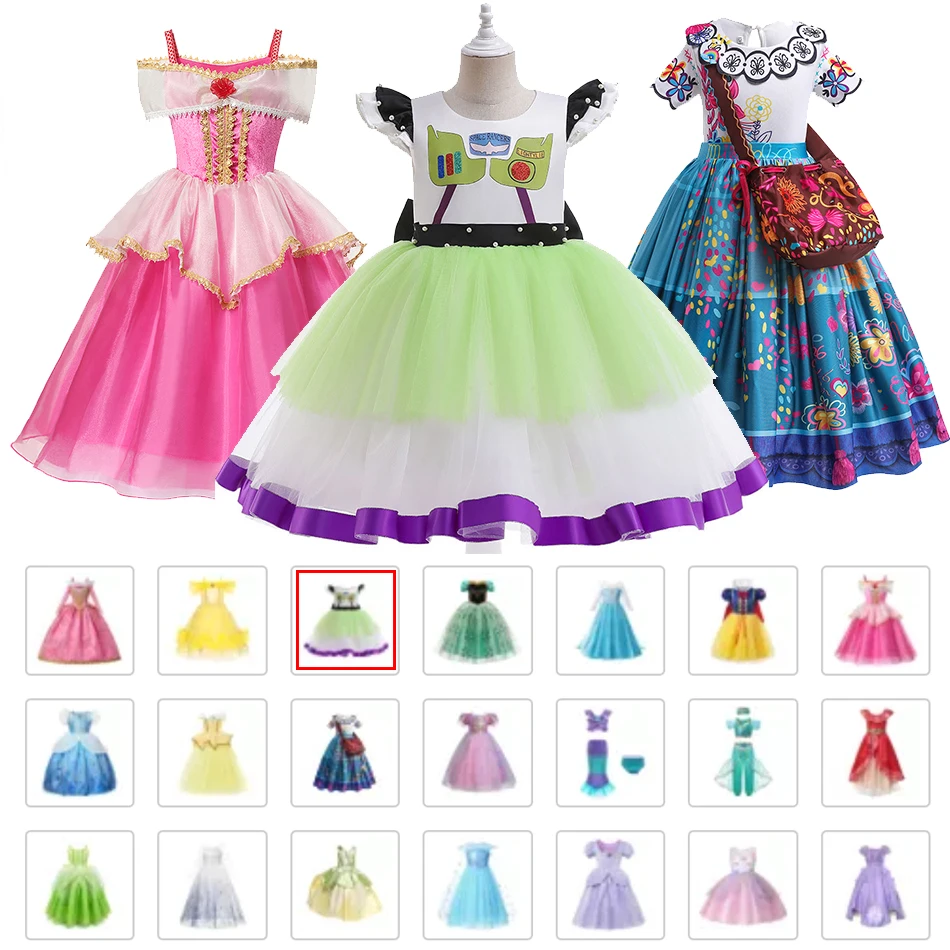 

Disney Girl Princess Buzz Lightyear Cosplay Costumes for Girls Ball Gown Elegant Shoulderless Long Dress Birthday Party Frocks