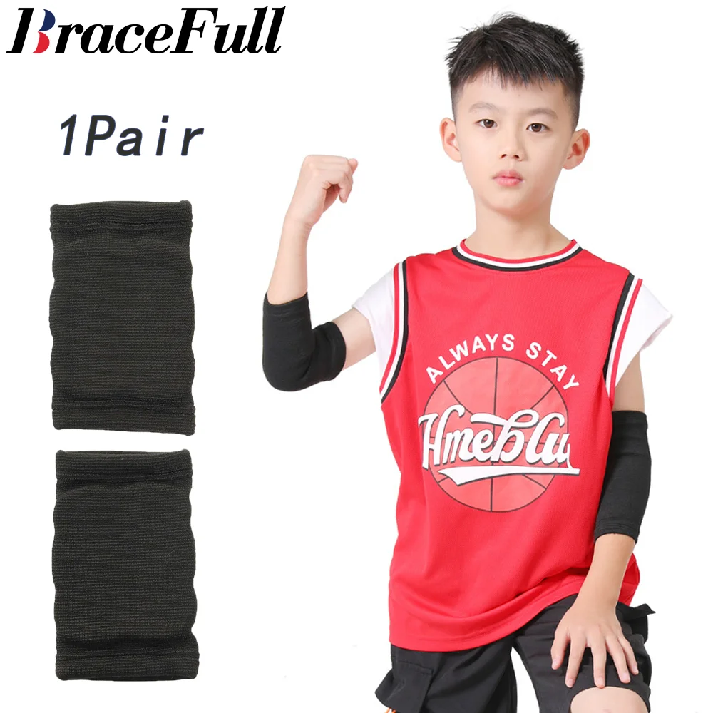 

1Pair Kids Knit Compression Sleeve for Boys and Girls Elbow Brace Bamboo Charcoal Arm Support Teen Sports Protection Sleeves Gym