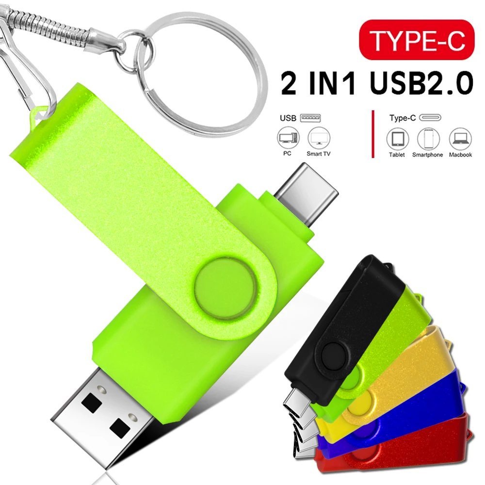 

2 in 1 Type-C Usb Flash Drives2.0 high speed pen drive 64gb 32gb 16gb 8gb 4gb memoria stick for phone/PC custom logo photography