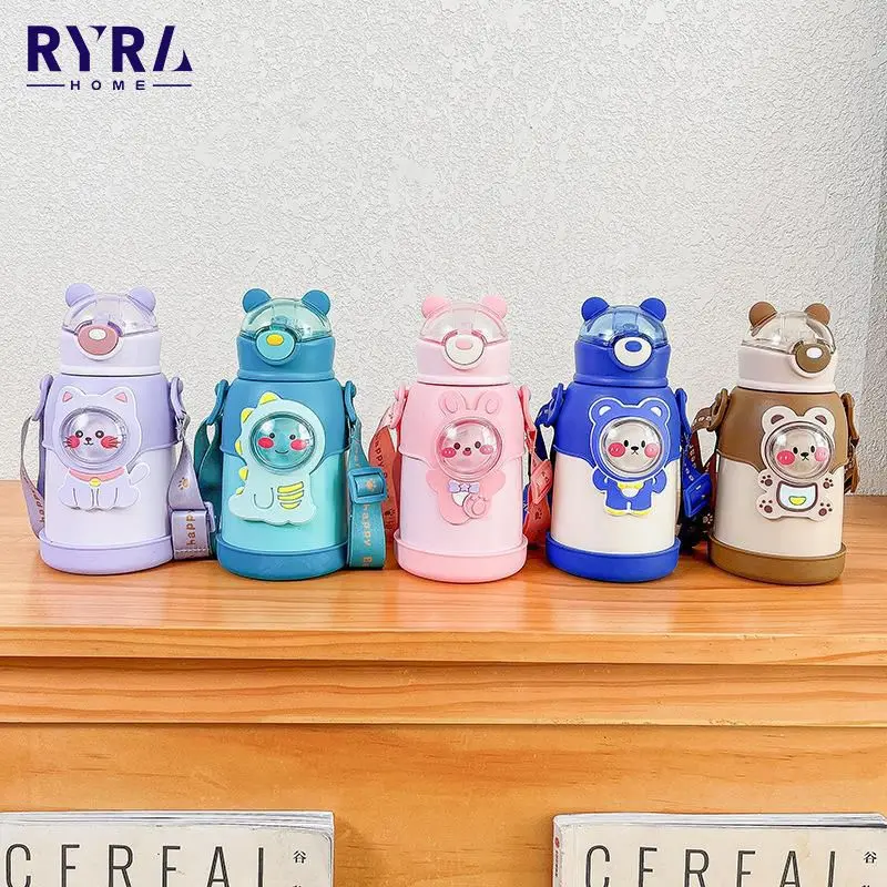 

700ML Large Capacity Stainless Steel Thermos Mug With Straw Portable Vacuum Flasks For Kids Thermal Bottle Tumbler Thermocup