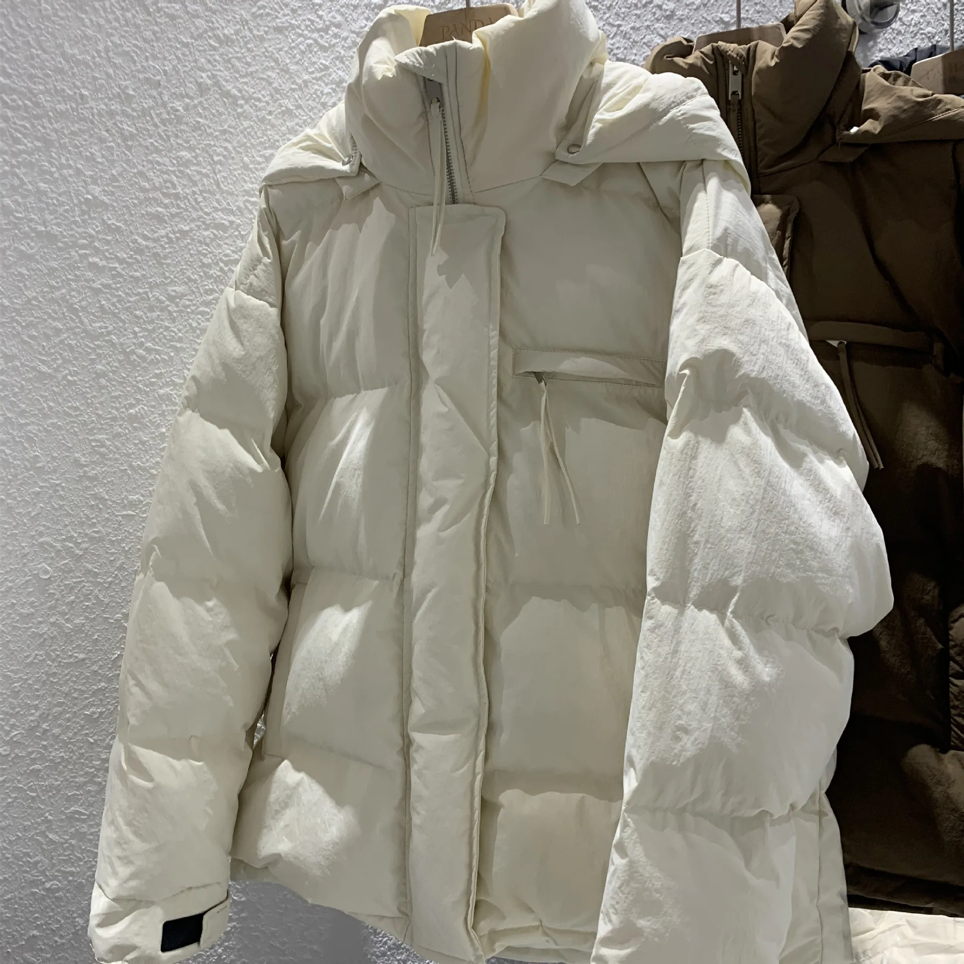 

Hooded Down Coat Jacket Women 2022 Keep Warm Zipper Streamer Small Bread White Duck Winter Lady Thermal Parkas Windproof Jackets