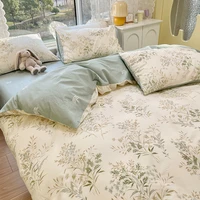 ab double sided florals print 100 cotton bedding set queen soft skin friendly duvet cover set with flat sheets quilt cover sets