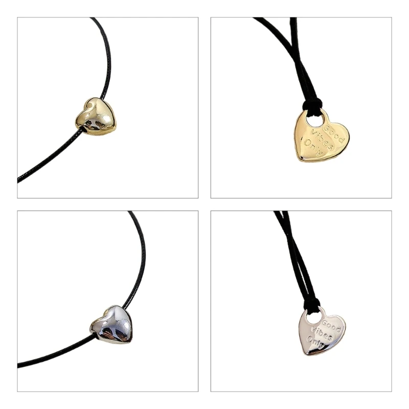 

Модное ожерелье с подвеской в ​​виде сердца, стильная цепочка с замком и воротником для женщин, винтажная веревочная цепочка,