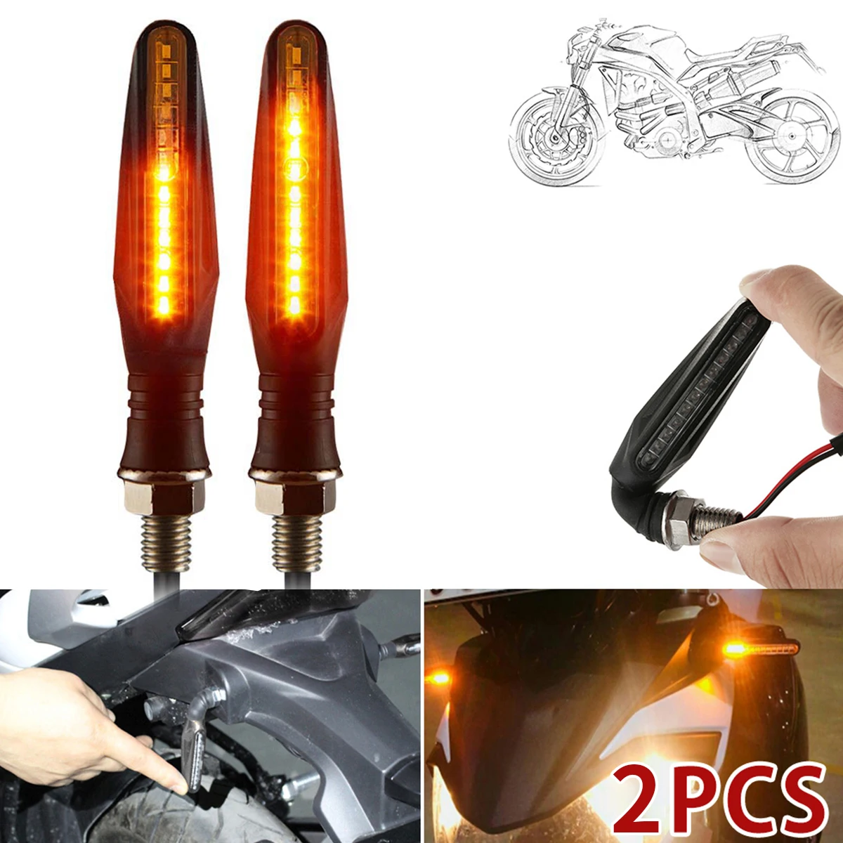

New 2Pcs Motorcycle Turn Light Universal Turn Signal Light Waterproof Motorcycles Signal Light Motorcycle Indicator Lamp for
