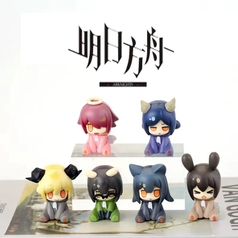 

6pcs/Set Q Version Anime Arknights W Game Nian Amiya Figure Pajama Party PVC Action Figure Collection Model Doll Toys
