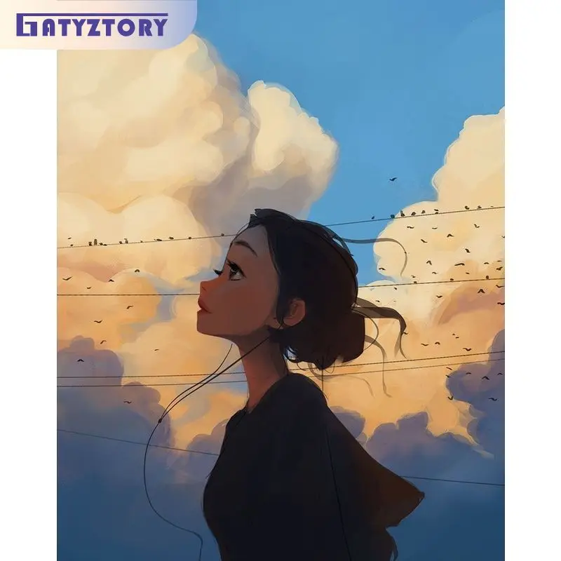 

GATYZTORY Acrylic Painting By Numbers Handmade Canvas Painting Cartoon Girls Number Painting For Adults Figure DIY Gift On Canva