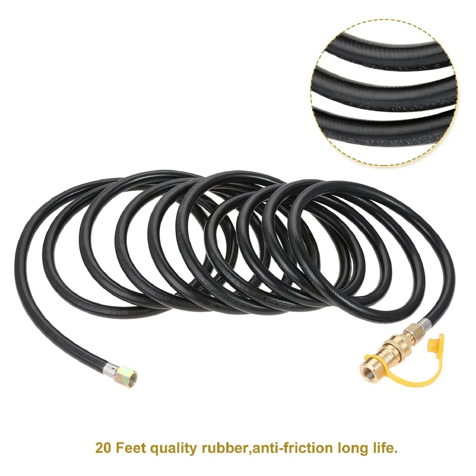 

20Feet Natural/Propane Gas Hose with 3/8'' Quick Disconnect Connect Plug Extension Hose Kit for RV Grill Griddle Fire Pit Heater