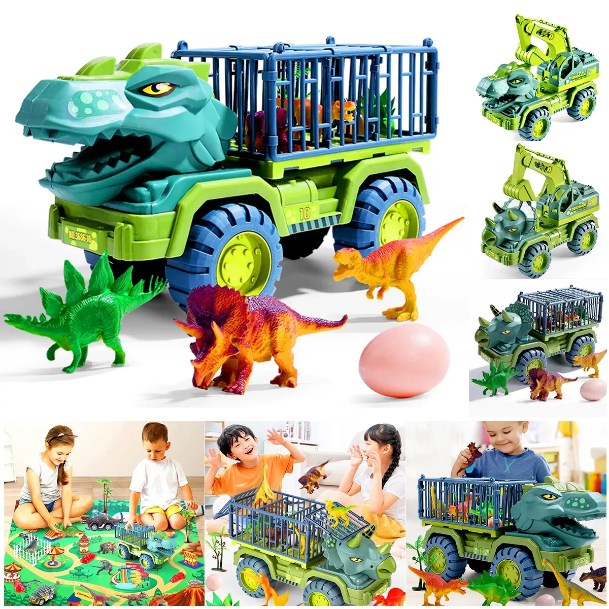 

Dinosaurs Transport Car Large Engineering Truck with Dinosaur Egg Gifts Pull Back Vehicle Toy for Children Birthday Party Favors