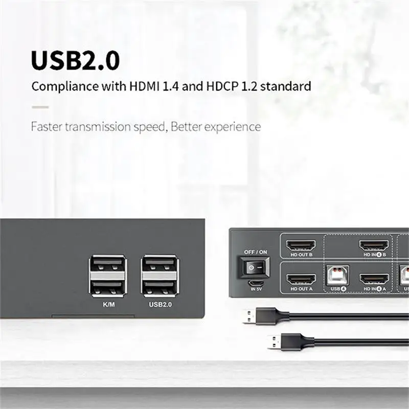 Двойной монитор HDMI KVM переключатель 4x2 Расширенный дисплей 4K 30 Гц USB 2 в 4 выхода для