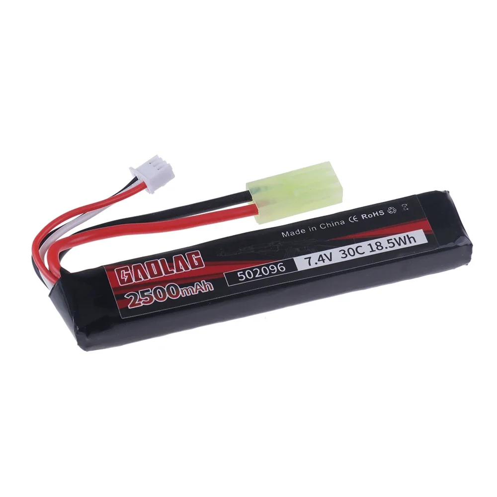 Фото Аккумулятор LiPo 2S 7.4V 2500mAh 30C 502096 с разъемом Tamiya для мини-пистолетов, электрических игрушечных пистолетов, пневматических пистолетов BB, радиоуправляемых моделей и запчастей. # 103 мм №3