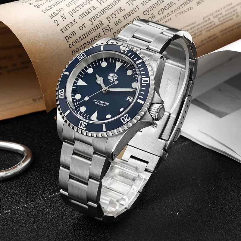 Watchdives WD79090 Часы для дайвинга Vintage Sub NH35 Автоматический механизм Куполообразные