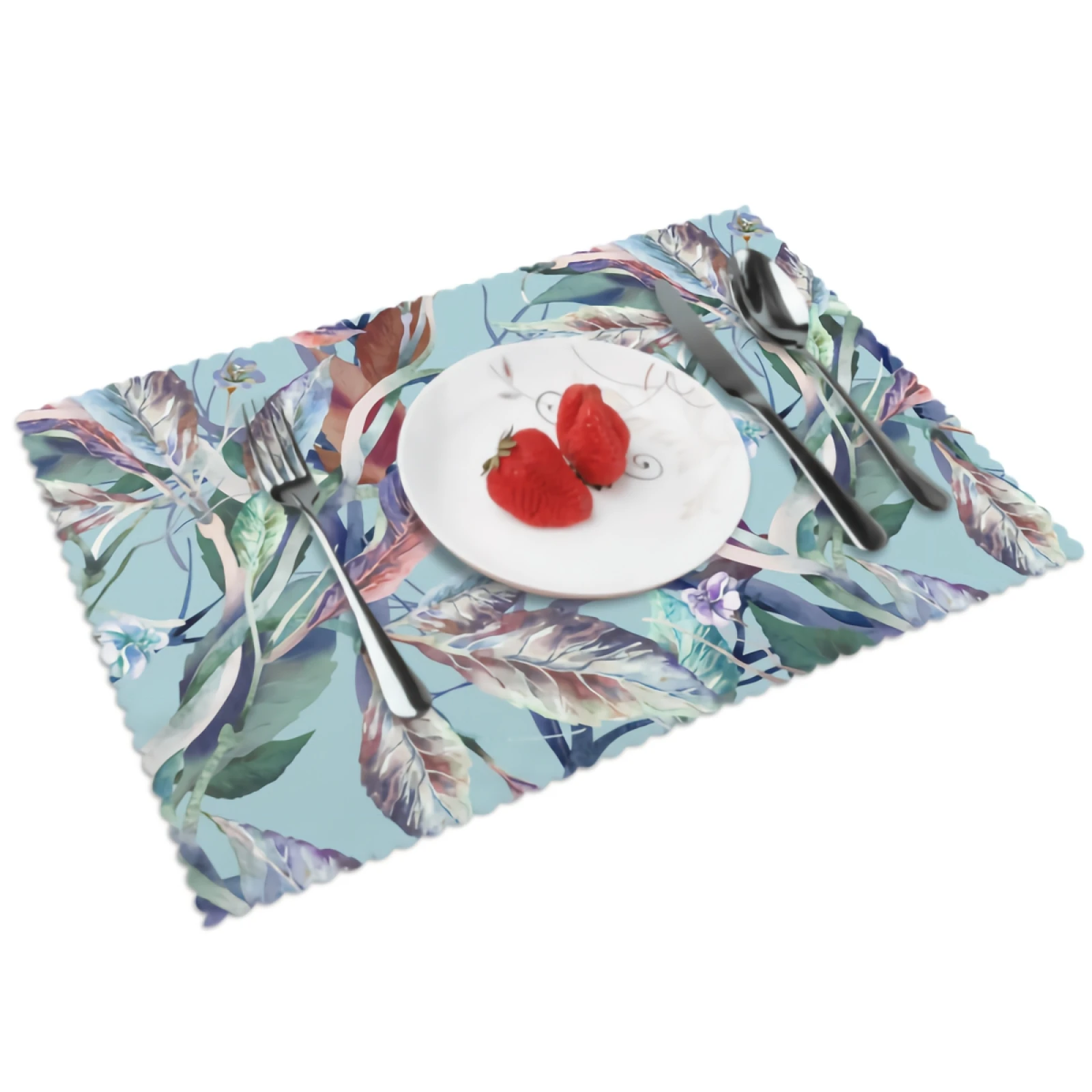 

Colored Leaves Placemats for Dining Table Set of 4 Washable Place Mat Branches And Leaves Polyester Kitchen One Size