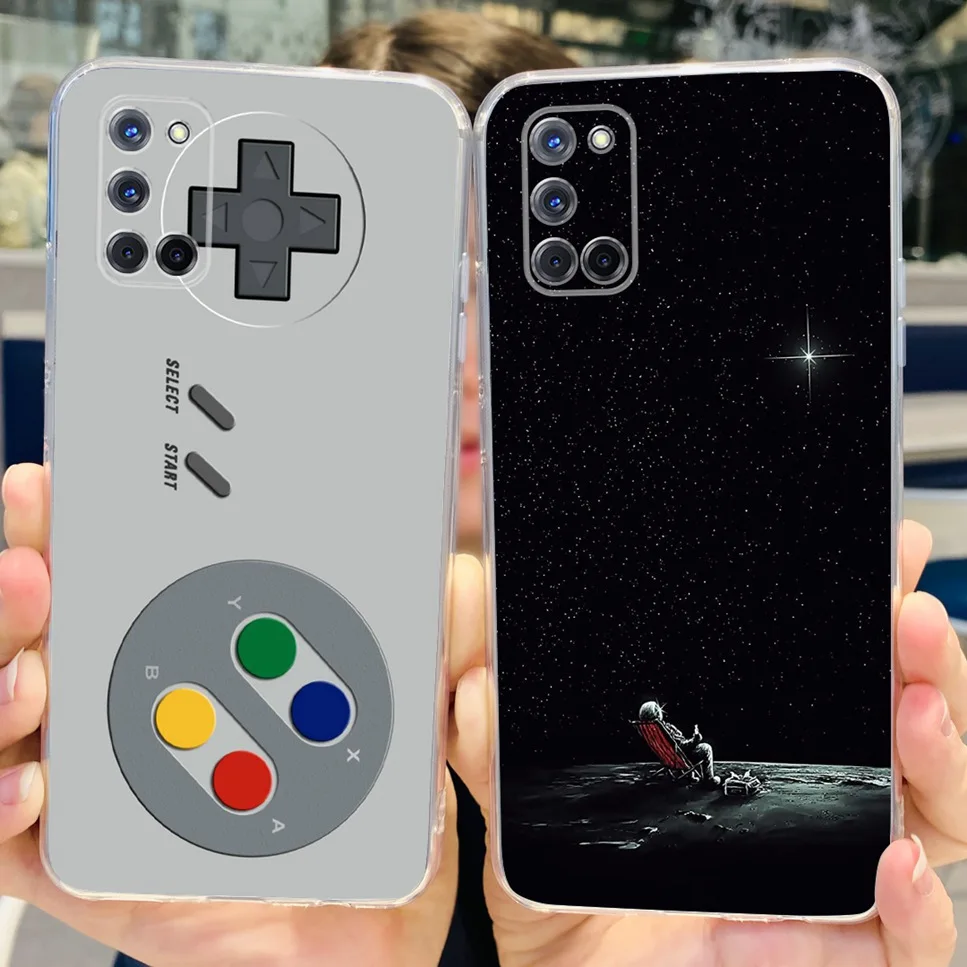 Мягкая силиконовая задняя крышка из ТПУ для Oppo A52 с рисунком астронавта кошки OPPO A