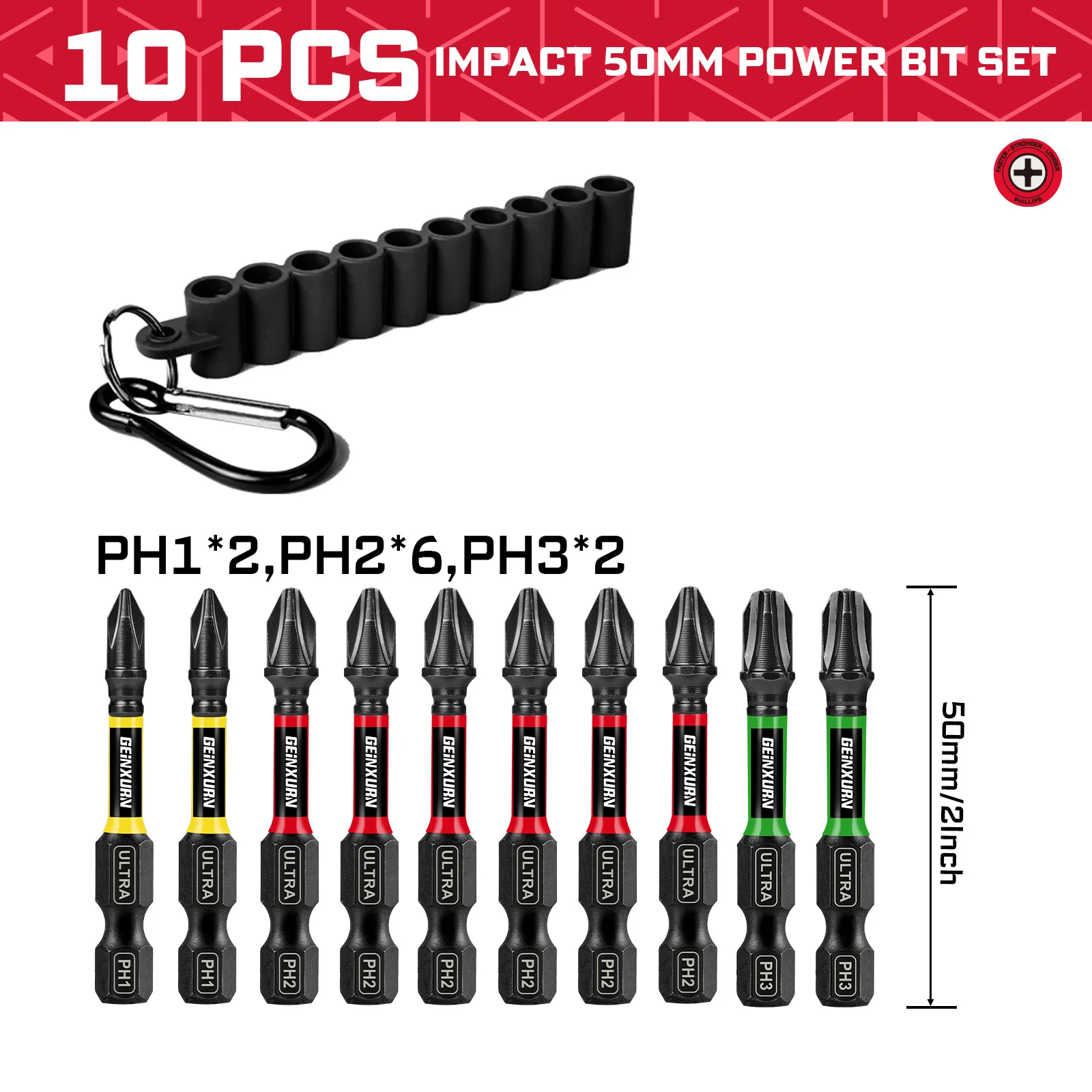 

Набор бит отверток Geinxurn Impact Phillips S2 PH1/PH2/PH3