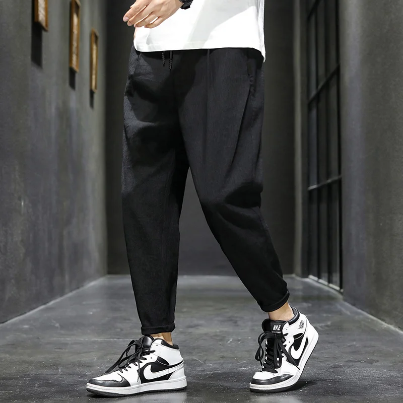 

Hybskr Solid Color Men Harem Pants 2021 Japanese Streetwear Man Casual Loose Pants Fashion Male Joggers Pants Trousers 3XL