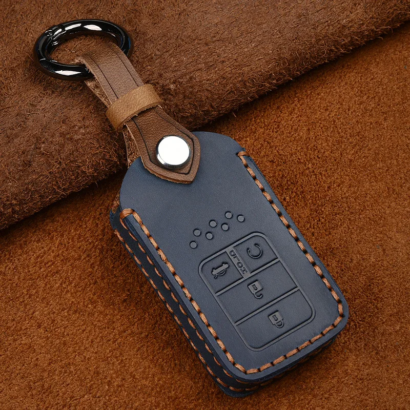 

4 Button Car Key Cover Case Leather Fob Holder for Honda CRV CR-V Fit Civic Accord HR-V HRV City Odyssey XR-V Keyring Shell Bag