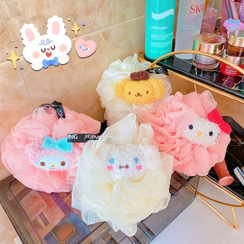 

Мягкая сетчатая губка для ванны Sanrio с шариками, щетка для чистки My Melody, Душевая насадка, очиститель тела, отшелушивающие губки, Товары для ва...