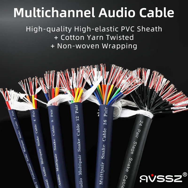 AVSSZ Multi-channel Cable 24 16 12 8 4 2 Way Multichannel Multi-core Audio Signal Cable Mixer XLR Male Female Rainbow Cable