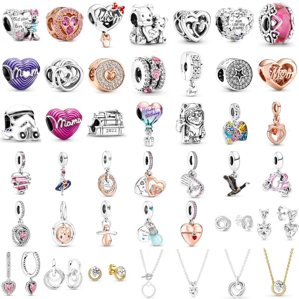 

NEW 2022 100% 925 Sterling Silver Mother's Day Collection Series Pendant Charm Fit DIY Women Bracelet Original Fashion jewelry
