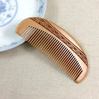 2022 natural peach wood handcrafted fine tooth comb anti static head massage carving classic comb hair styling hair care tool