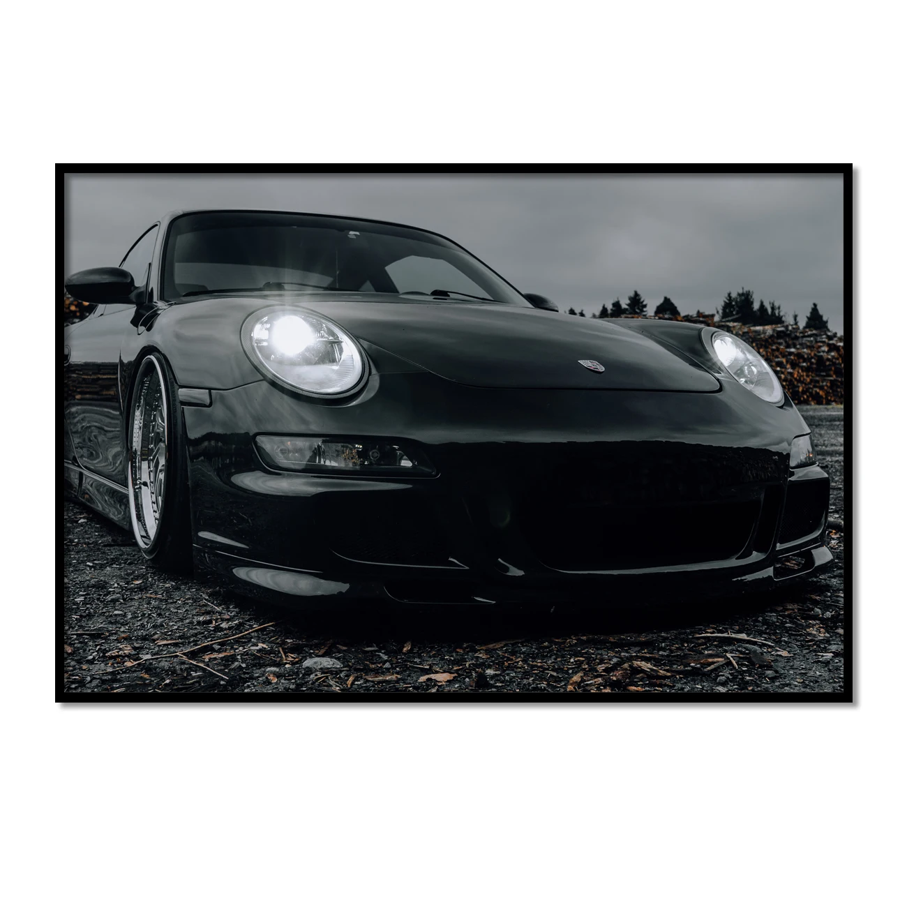 Supercar Porsches 996 черный автомобиль вид спереди плакаты холст печать на стене для гостиной домашний декор Современная живопись нерамка
