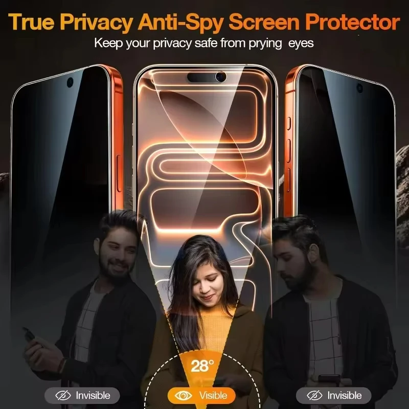 1-4 шт. Защитное стекло для iPhone 15 16 17 14 13 11 12 Pro Max Mini Plus, антишпионское, для iPhone XS XR 16e (art.: 3920d502cd4bb) - 3920d502cd4bb