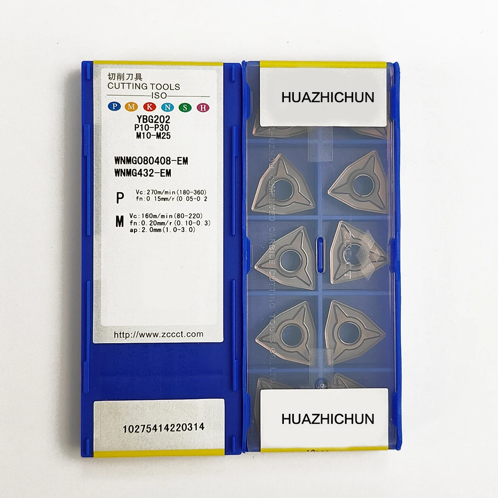 

HUAZHICHUN WNMG080408-EM YBG202 Carbide Inserts Milling Cutter Tool