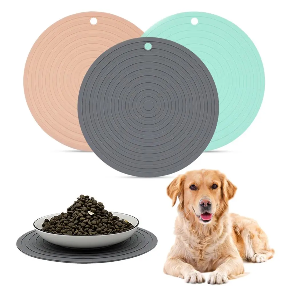 

Pet Round Silicone Placemat Non Slip Solid Color Food Mat Bowl Pad Pet Supplies For Dogs Cats