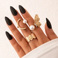 docona 3pcsset bohemian pearl angel wings finger rings set for women luxury crystal butterfly open metal jewelry %d0%ba%d0%be%d0%bb%d1%8c%d1%86%d0%b0 19667