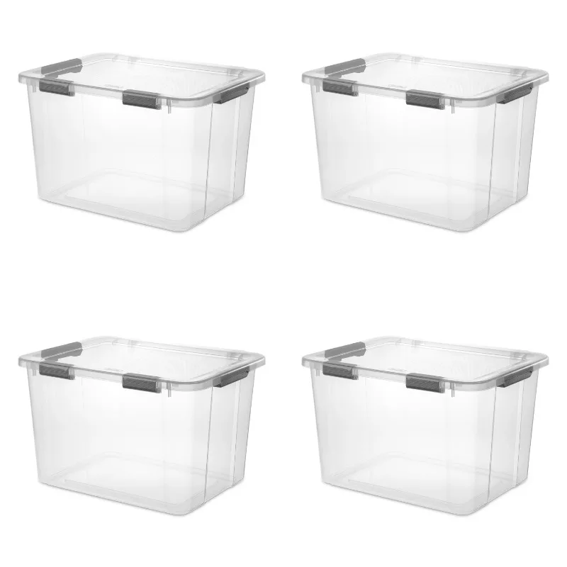 

Sterilite 80 Qt. HingeLID Storage Box Plastic, Flat Gray, Set of 4
