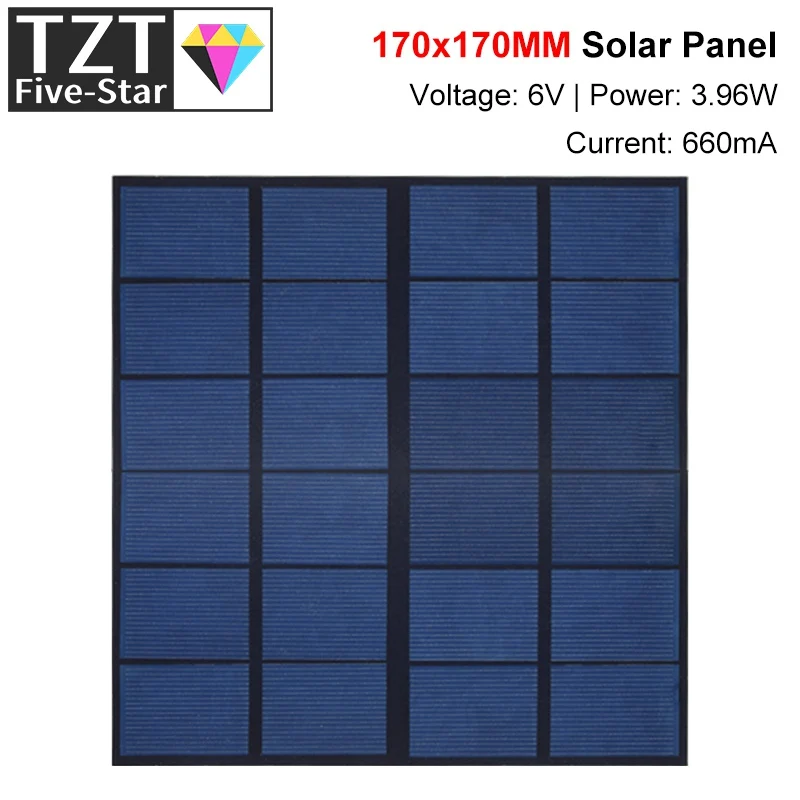 Солнечная панель TZT 6 в 170 мА 4 Вт поликристаллическая * мм