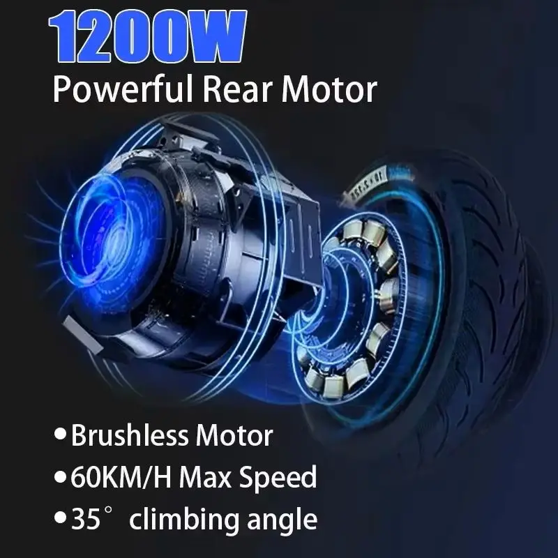 Электрический самокат X48 с одним двигателем 1200 Вт 48 В литиевая батарея E-самокат