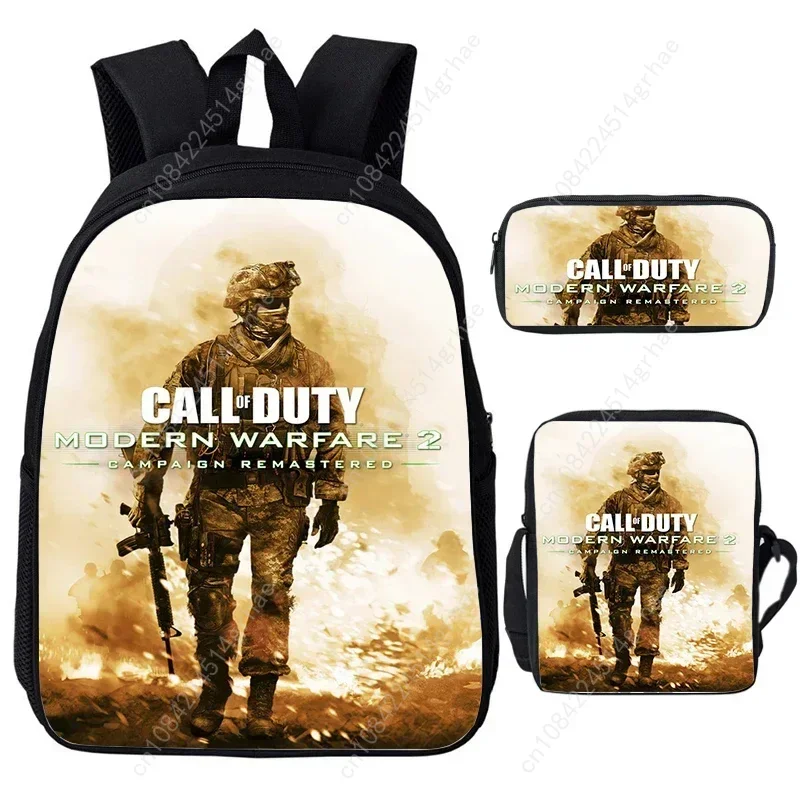 Фото Рюкзак с принтом Call of Duty Warzone, набор из 3 предметов, школьная сумка большой вместимости, сумка для ноутбука, сумка для книг, водонепроницаемый рюкзак для девочек и мальчиков, крутая сумка на каждый день №3