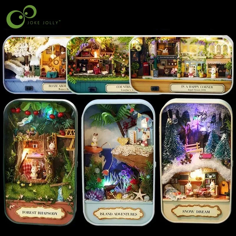 

Theater Nostalgic Theme Miniature Scene Wooden Miniature Puzzle Toy DIY Doll House Furnitures Countryside Notes GYH