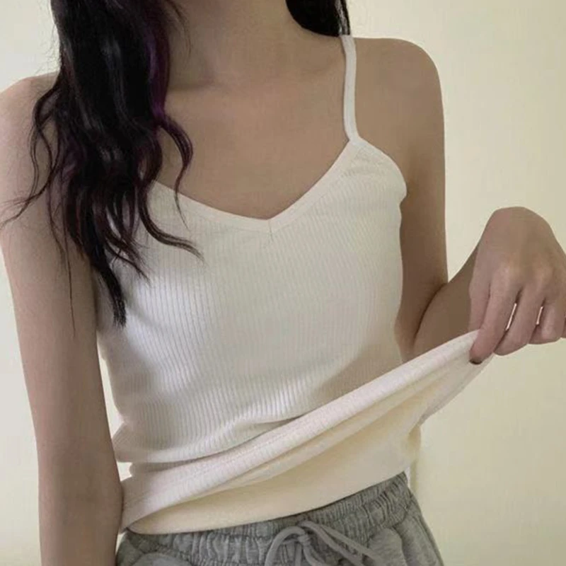 Thermal Female Tops 2022 New Women Winter Plus Velvet Thick Warm Women Inner Bottoming Shirt Thick And Comfortable Camisole Top