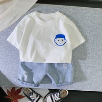 boys girls clothes summer newborn baby outfits sets pullover loose t shirt denim shorts suits for baby 1st birthday clothing set