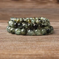 natural bracelet 8mm high grade green hair crystal stone bracelet bangle for diy jewelry women and men amulet accessories