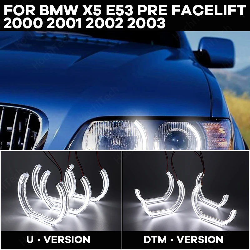 

White Day light Cut Style DRL DTM U Shape Light Crystal Angel eyes DTM Style For BMW X5 E53 Pre facelift 2000 2001 2002 2003