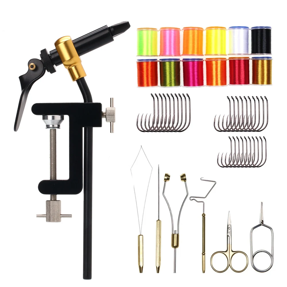 Инструмент для плетения мушек ICERIO - зажим для мушек / держатели бобин / нитевдеватель / ножницы / нить 70D без шипов Чешский крючок для связывания рыболовных приманок.