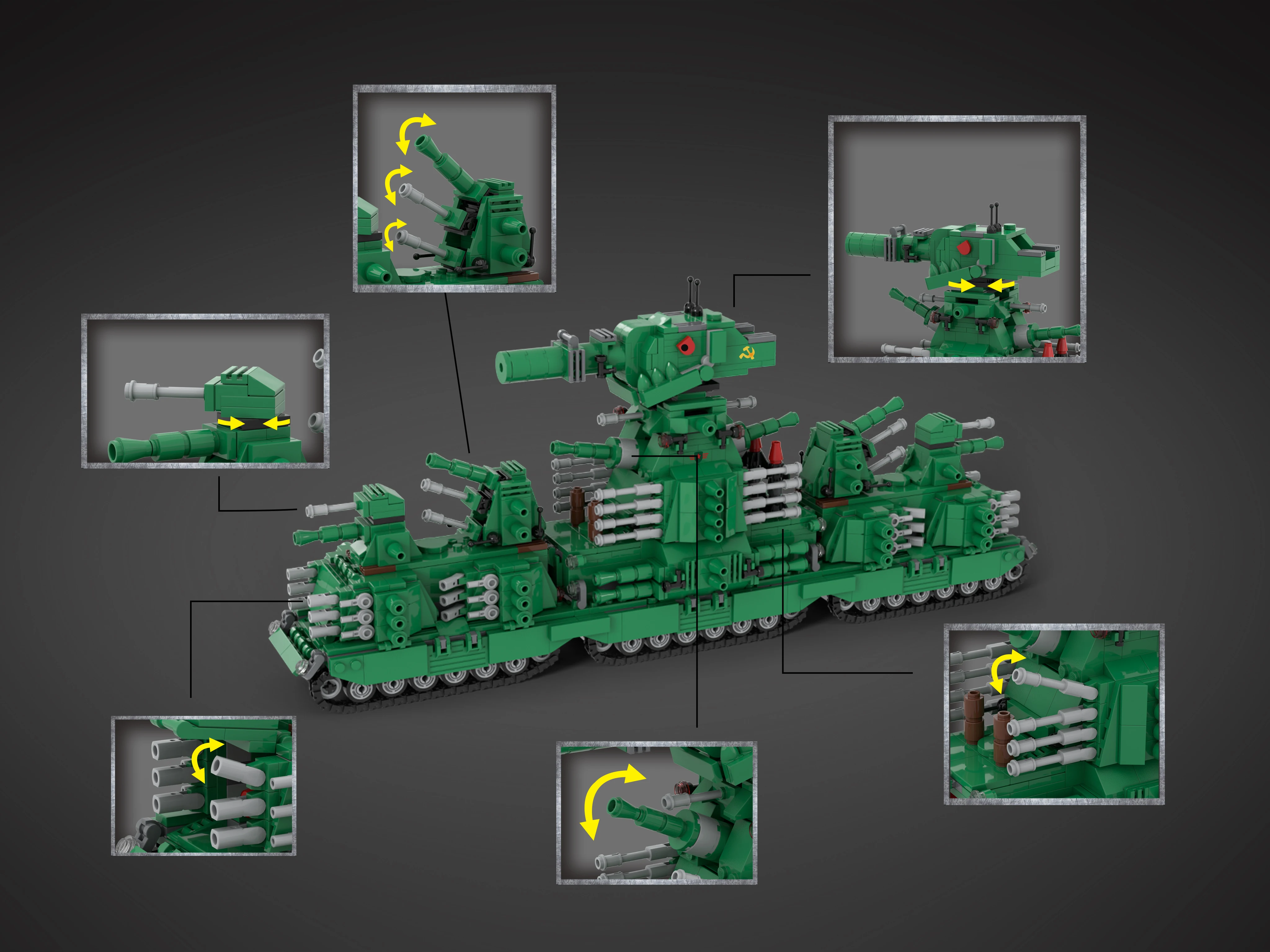 

MOC Military Type KV44 Armored Vehicles Main Battle Tank Model Building Blocks WW2 Army Soldiers Weapon Educational Bricks Toys