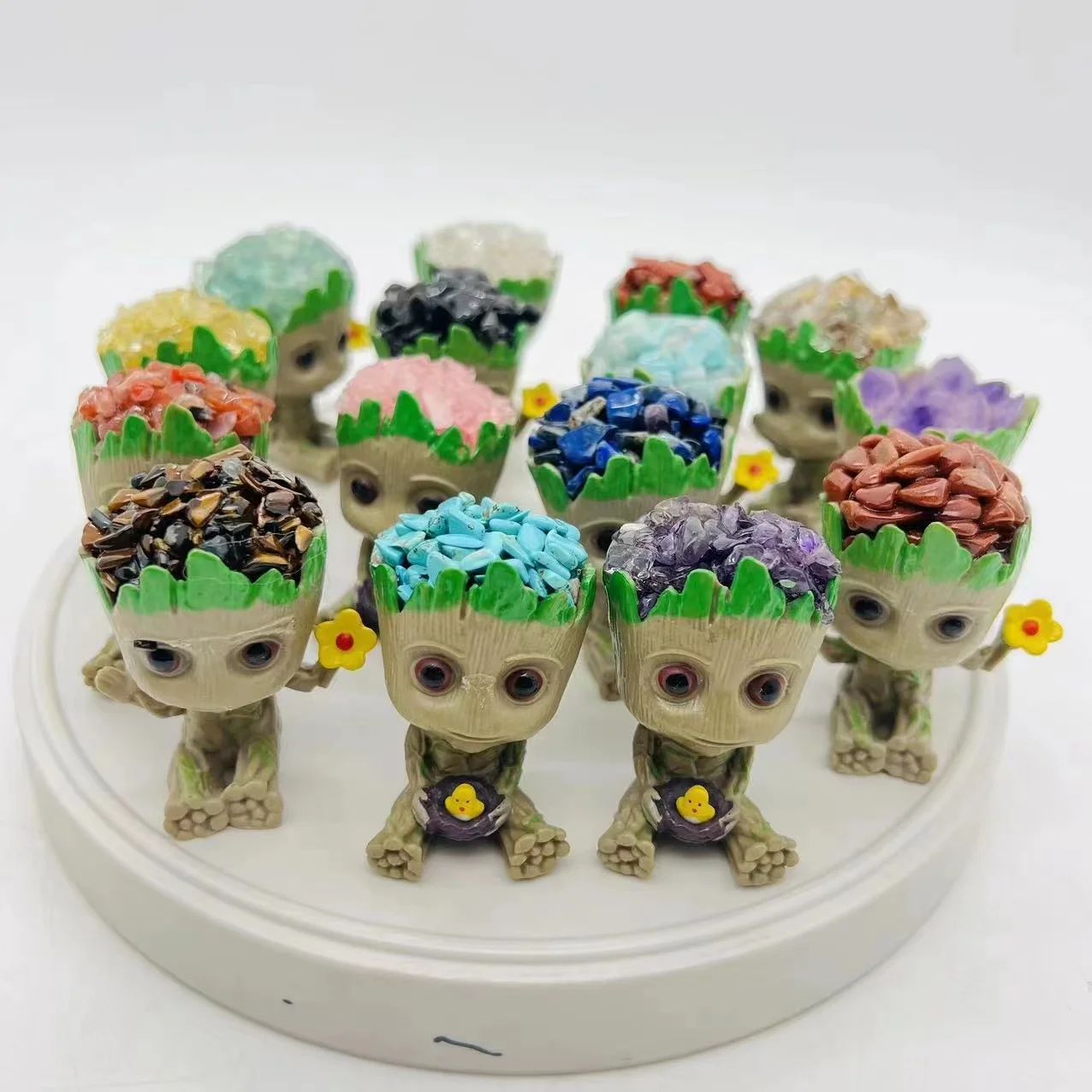 

Резьба по головке из натурального кристалла для продажи, цепочка и кластерная головка aura clear кварцевый розовый кварц