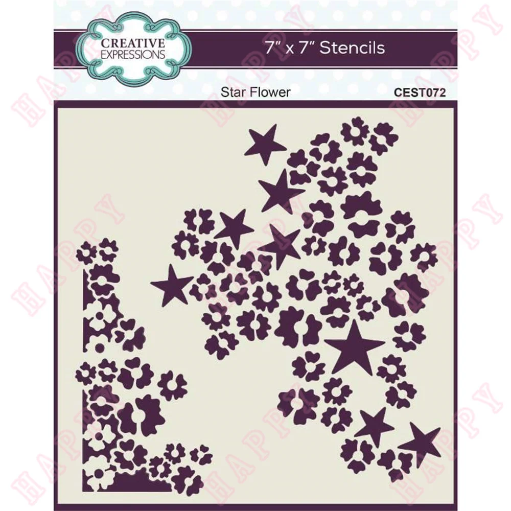 

2022 Summer New Star Flower 7" Square Stencil Diy Diy Scrapbooking Diary Paper Greeting Cards Making Decoration Coloring Molds