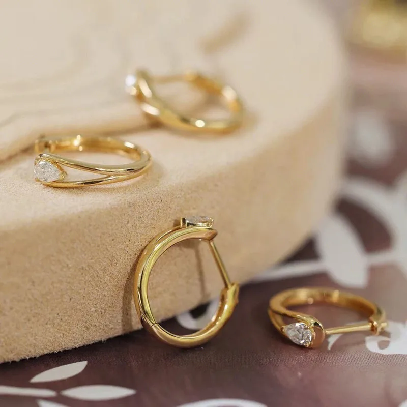 Модные циркониевые серьги-кольца в форме капли воды для женщин и девушек