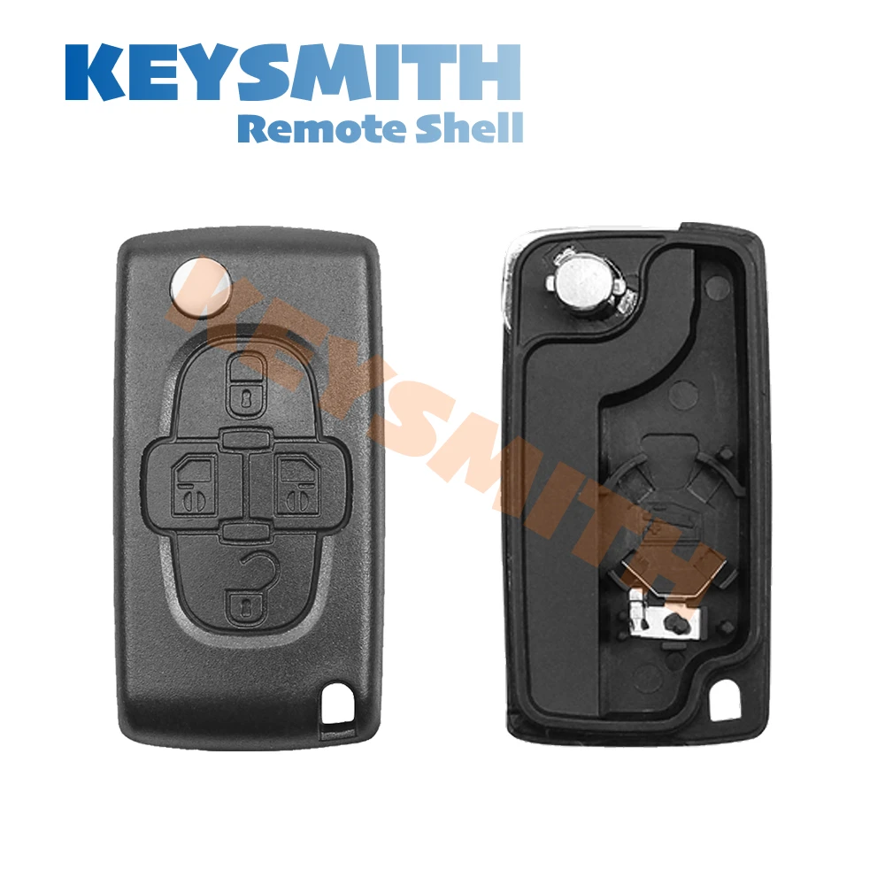Фото KEYSMITH 4-кнопочный выкидной корпус ключа-пульта для Peugeot 1007, Citroen C8, Fiat, с необработанным лезвием CE0523 CE0536, замена №3