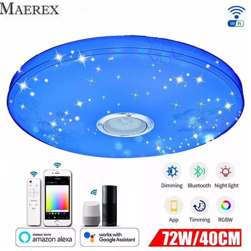 

Новый современный RGB светодиодный потолочный светильник для дома 72 Вт APP Bluetooth WIFI музыкальный светильник для спальни умные потолочные свети...