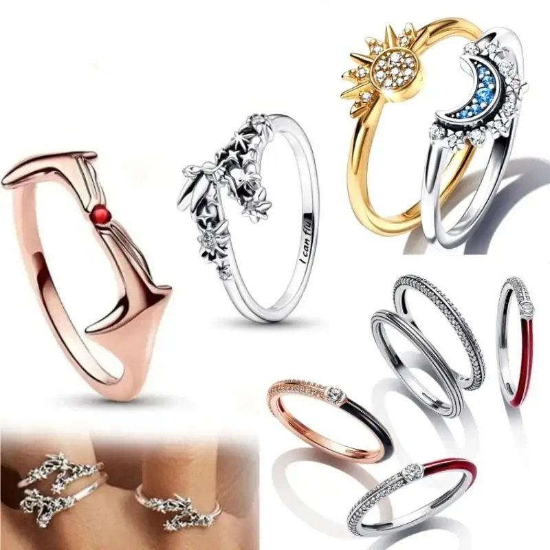 Женское кольцо с Луной и солнцем посеребренное ювелирное изделие подарок на день