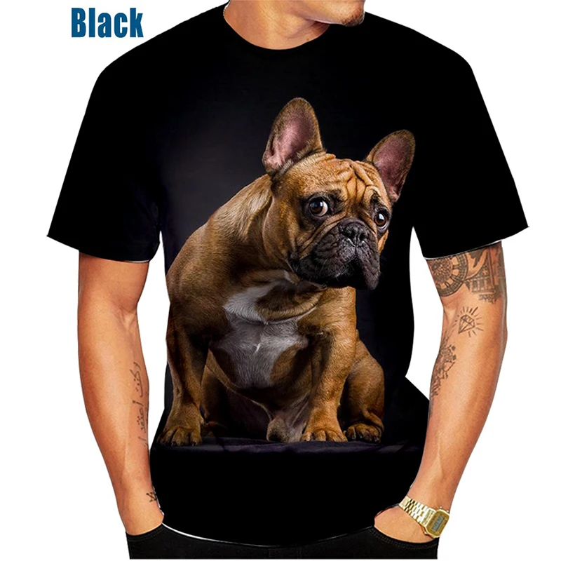

Summer New Fashion Cute French Bulldog Animal Series Pattern 3D Print Men's T-shirt Women's Casual Fashion Top Loose Large XS-6X