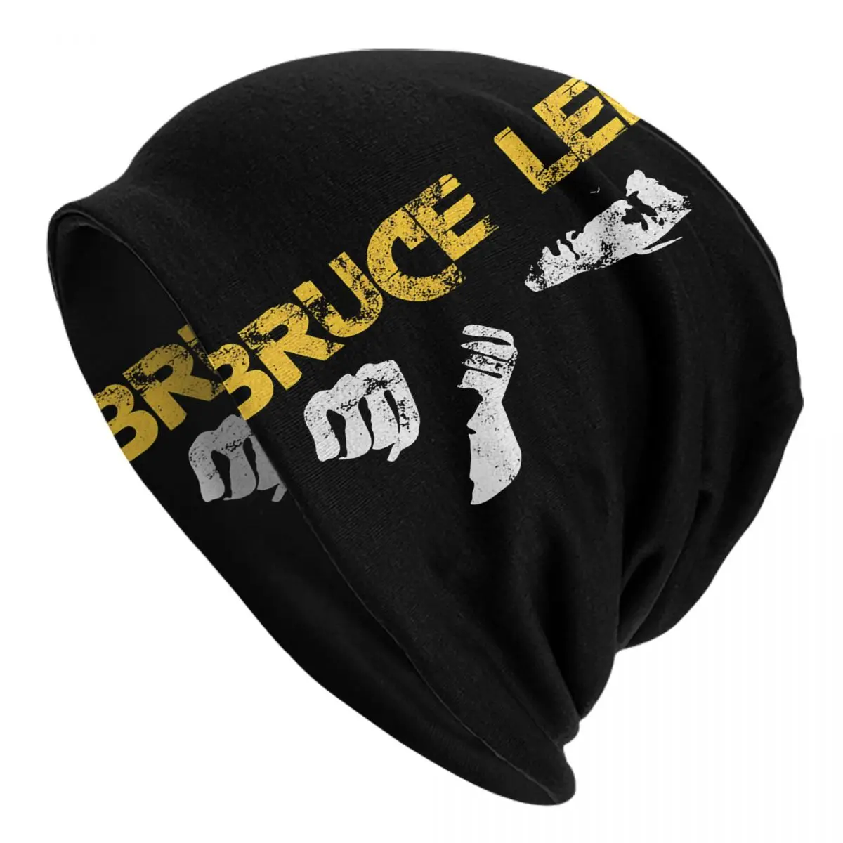 

Bruce Lee Yellow Bonnet Hats Autumn Winter Street Skullies Beanies Hat Kung Fu Star for Men Women Knitted Hat Warm Dual-use Cap