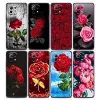red rose flower coque sac phone case for xiaomi mi 11i 11 11x 11t poco x3 nfc m3 pro f3 gt m4 soft silicone