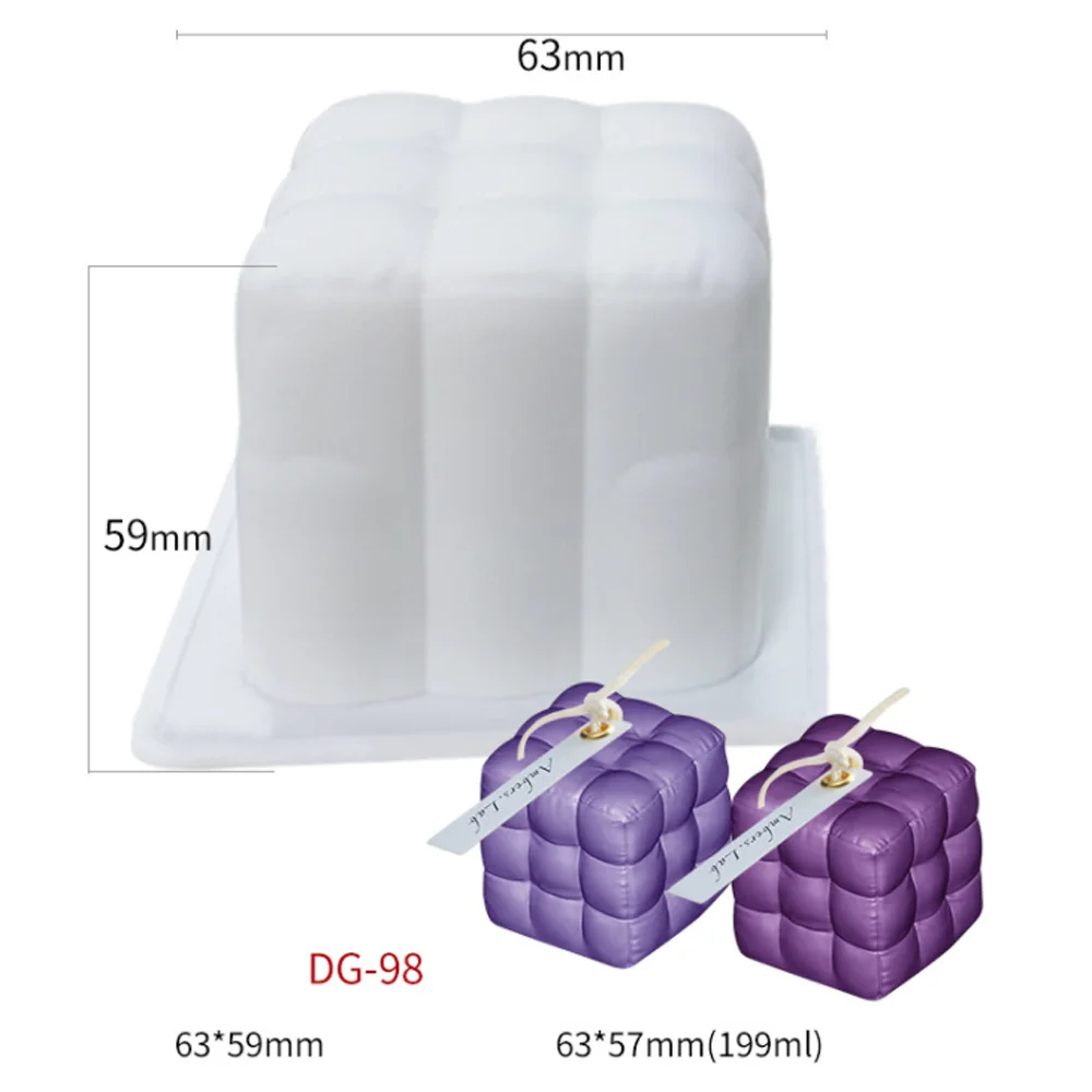 

Silicone 3D Cube Square Soap Soy Wax Candle Mold Cake Decoration Aromatherapy DIY Handmade Chocolate Mould Kitchen Gadgets